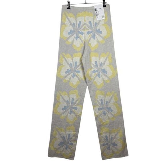 NWT House of Sunny Hibiscus Aarons Knit Floral Pants Yellow Blue Vol 18 Size 4 - Picture 4 of 14